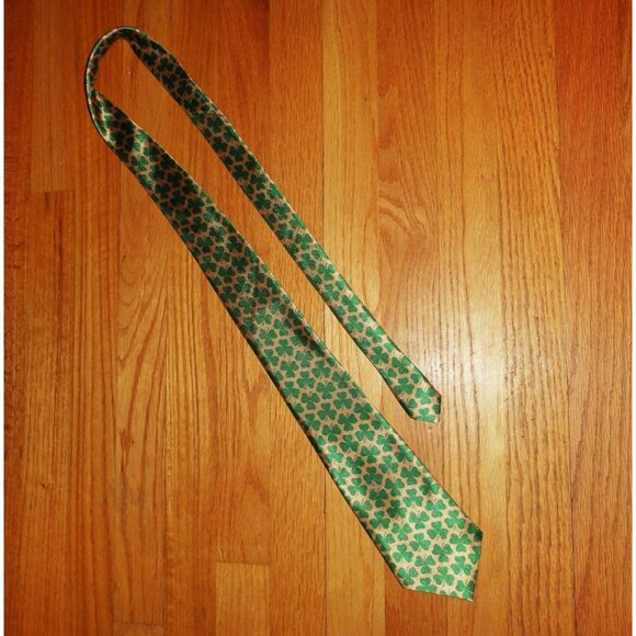Vintage St. Patrick's Day Three Leaf Clover Neck Tie shamrock Irish - Picture 8 of 9